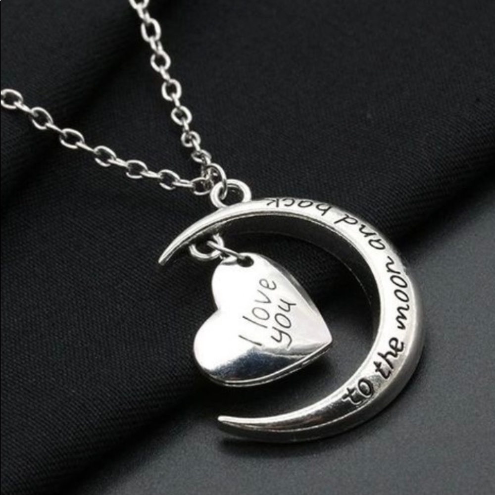 💕 I Love You To The Moon And Back Silver Necklace - Picture 2 of 3